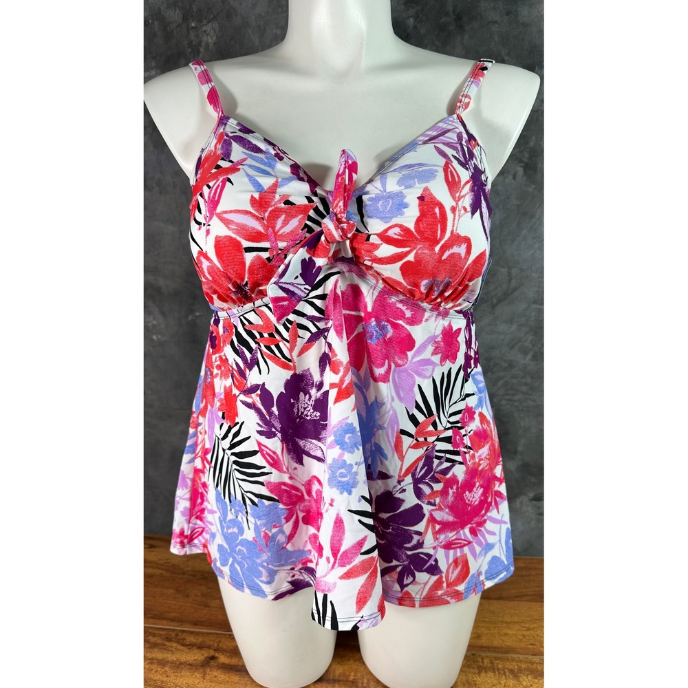 Shore Club Tropical Botanical Tankini Swimsuit Top sz 18 (16281) NEW